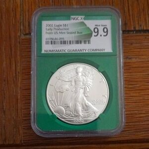 Coins 2002 Silver Eagle Coin Ms69 PA115